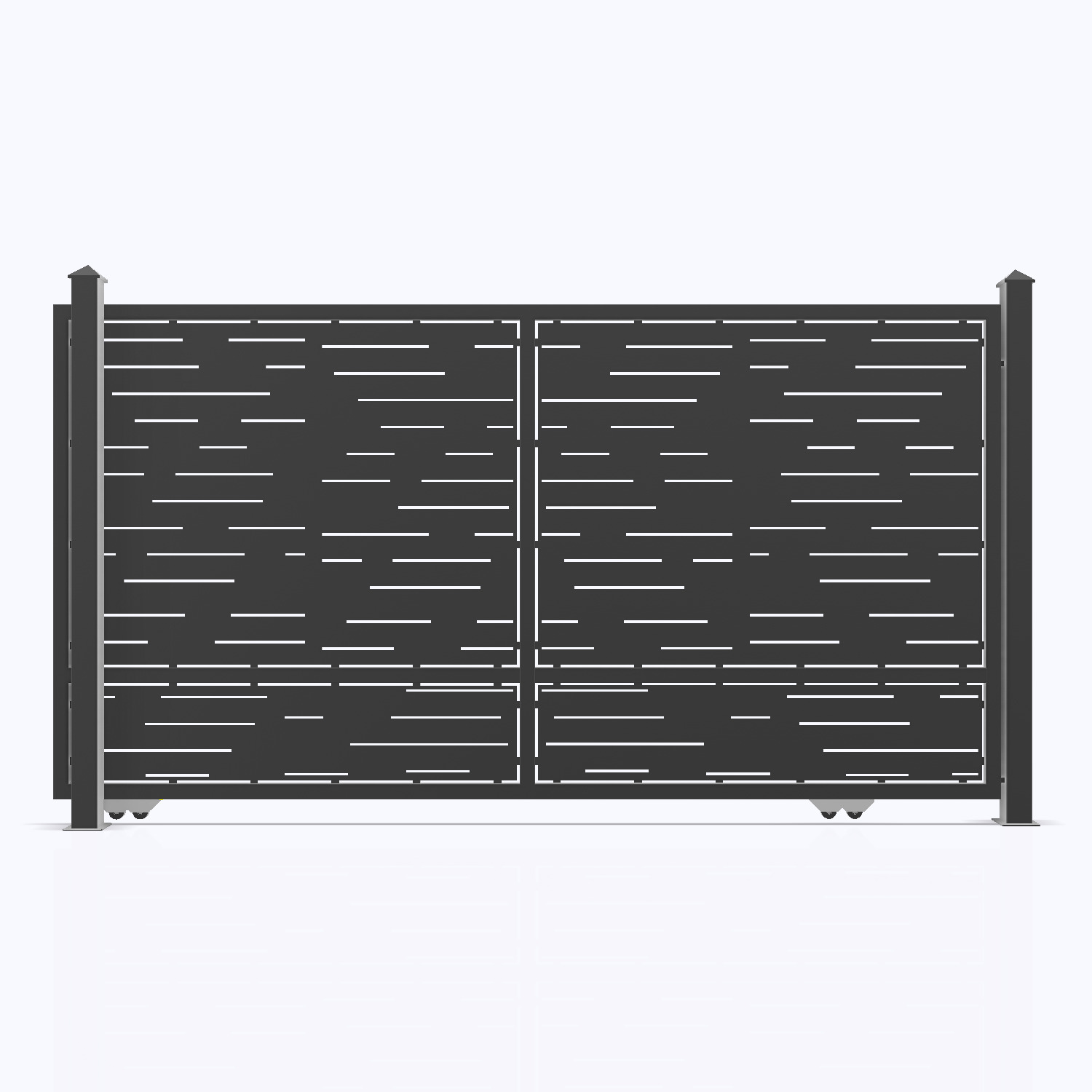 Poartă culisantă metalică cu model linii